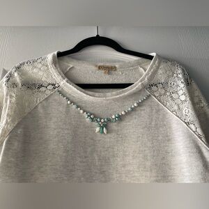 Democracy White Long Sleeve Lace Top